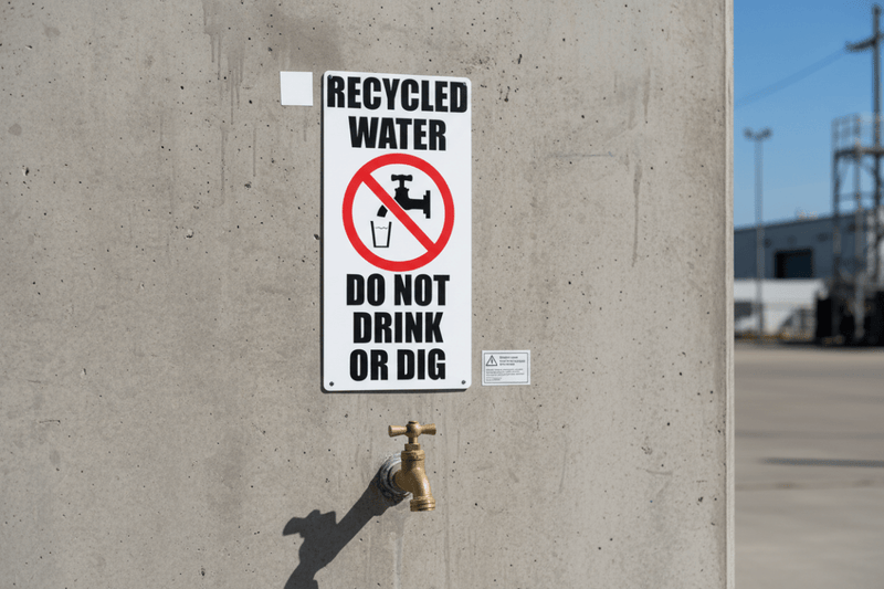 Recycled Water Sign Above Tap