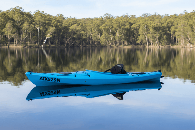 Rego sticker on kayak Australian lake