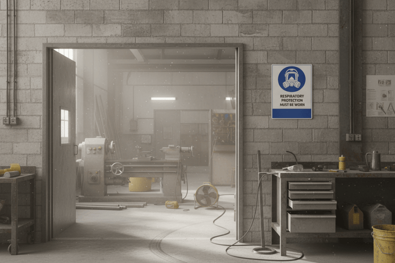 Respiratory Protection at workshop entrance
