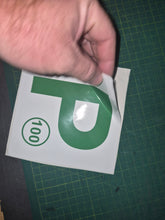 Load image into Gallery viewer, 2x Green P plate 100 vinyl 7yr stickers 150 mm Australian free post Probationary
