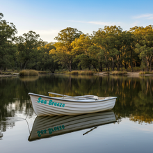 Load image into Gallery viewer, Sea Breeze - white dinghy calm lake teal decal
