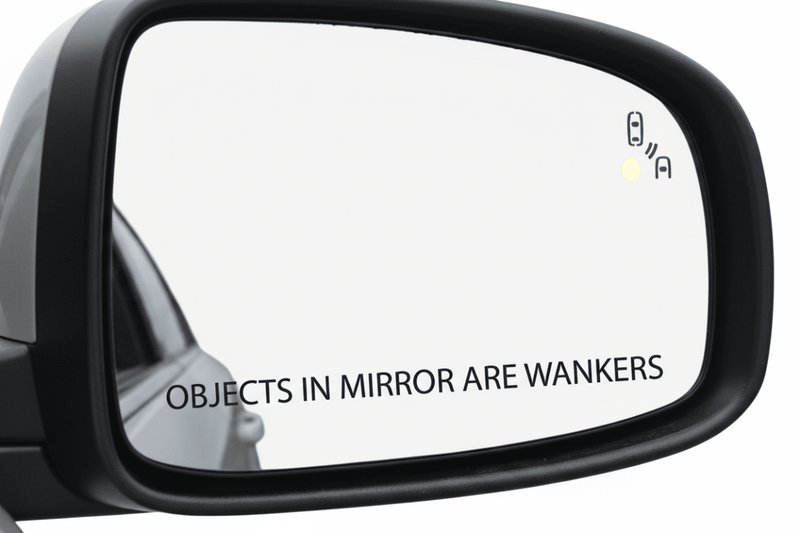 Side mirror reflection mockup