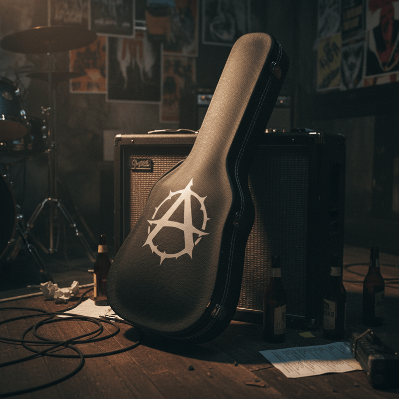 Silver on guitar case Gothic Thorn Anarchy Symbol Vinyl Sticker