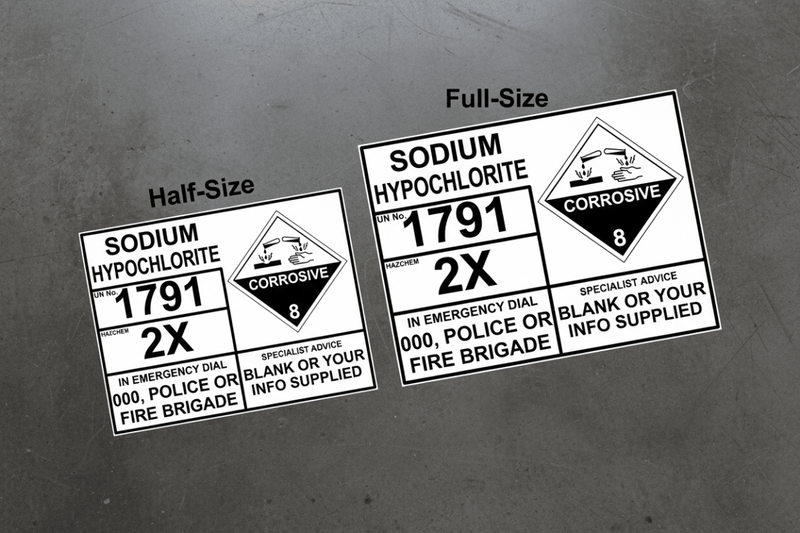 Sodium Hypochlorite UN 1791 Hazchem EIP Decal Sign – Tank Identification - Stick-Dat