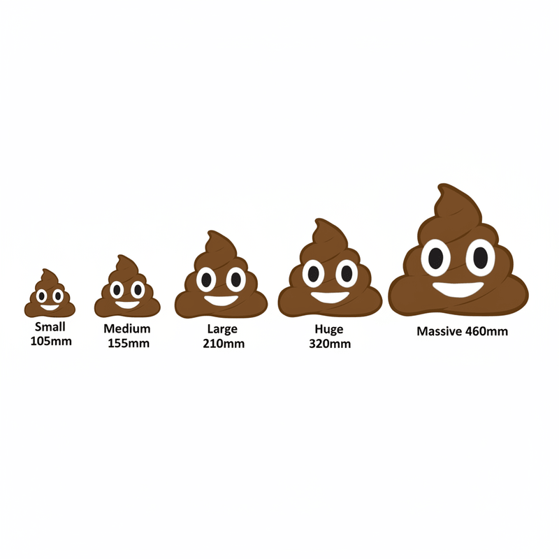 Smiling poop size comparison