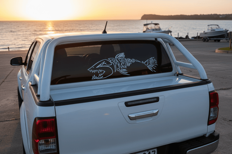 Spearo Skeleton Sticker on 4x4 Ute