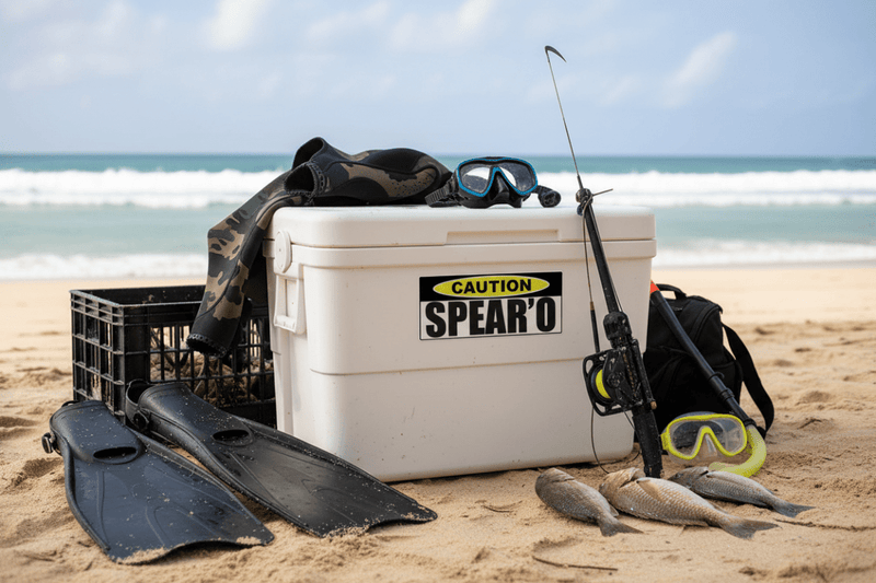 Spearo Sticker on Dive Gear