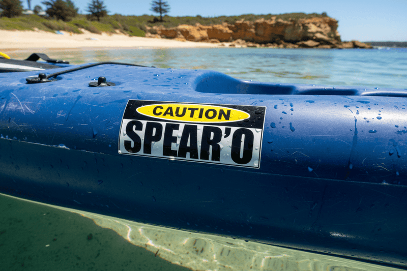 Spearo Sticker on Kayak