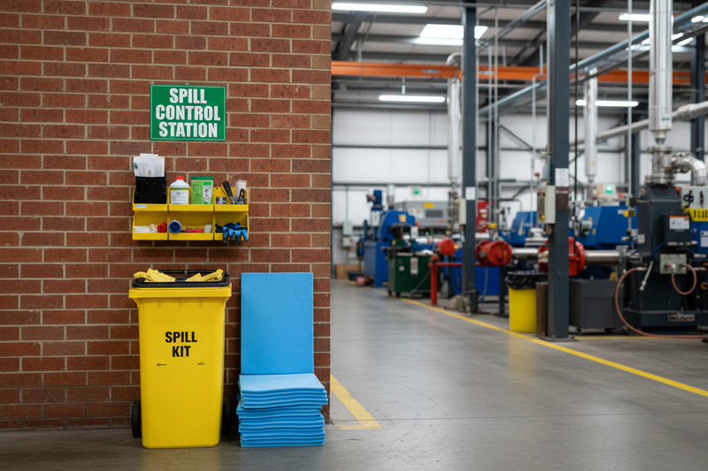 Spill Control Station on brick wall