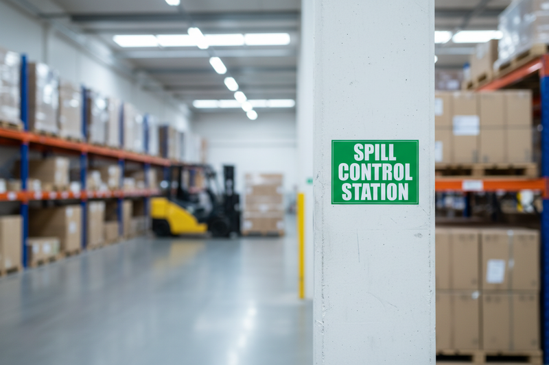 Spill Control Station on concrete pillar