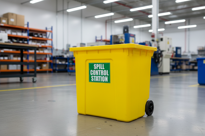 Spill Control Station on spill kit bin