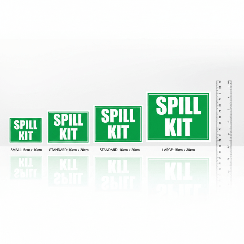 Spill kit sticker three sizes with ruler