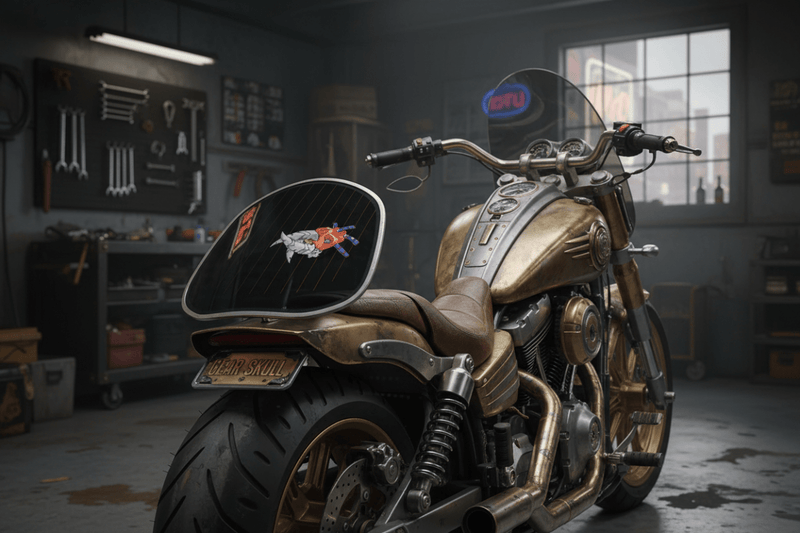 Steampunk Skull on Motorcycle