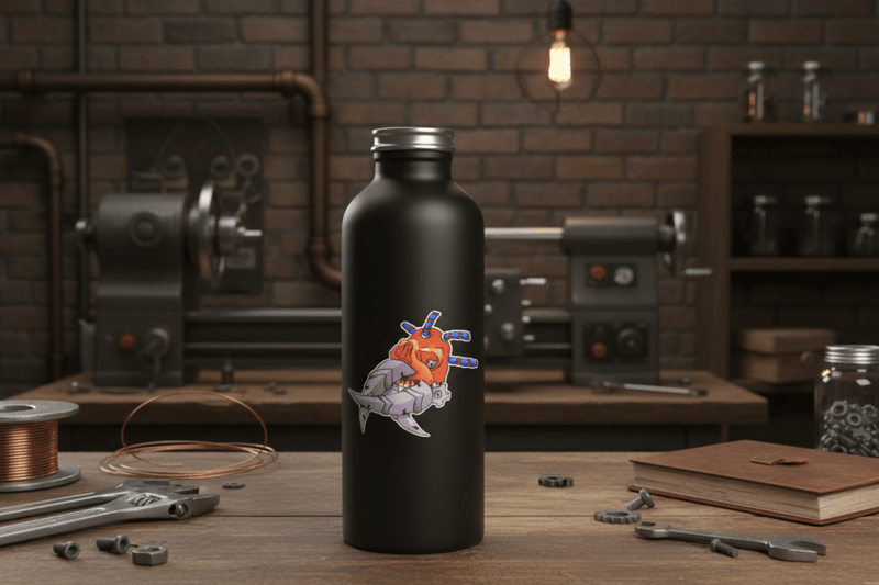 Steampunk Skull on Water Bottle