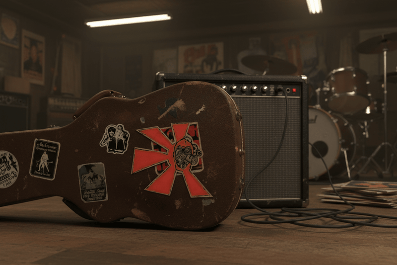 Steampunk Sticker on Guitar Gear