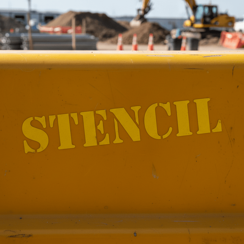 Stencil on construction equipment