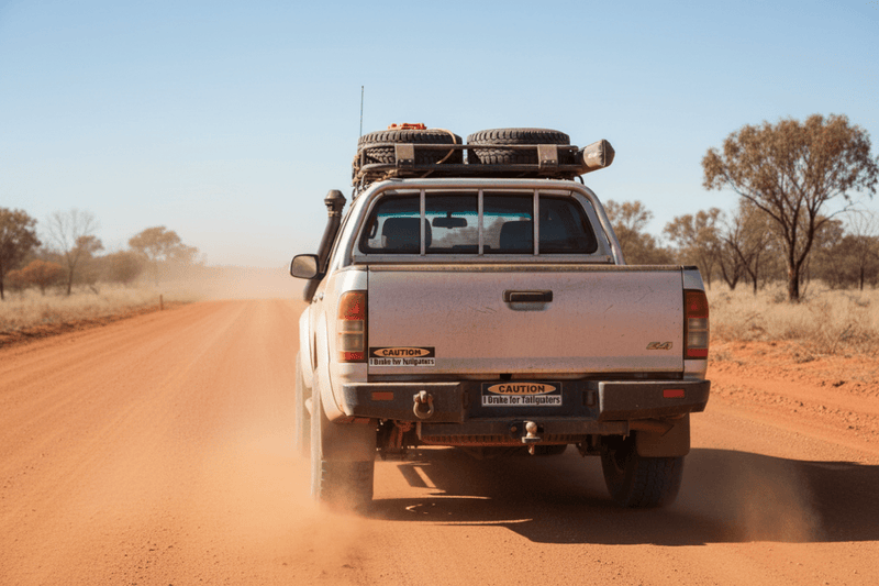 Sticker on 4WD ute outback
