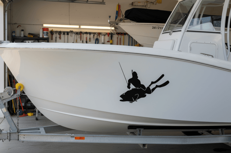 Sticker on Boat in Shed