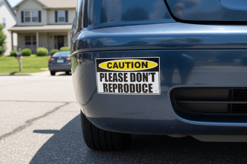 Sticker on car bumper
