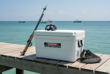 Load image into Gallery viewer, Sticker on cooler at beach
