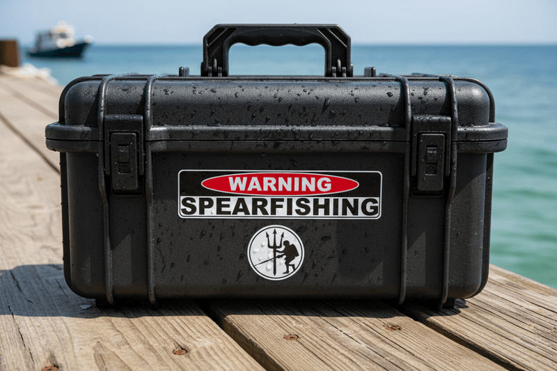 Sticker on diving gear