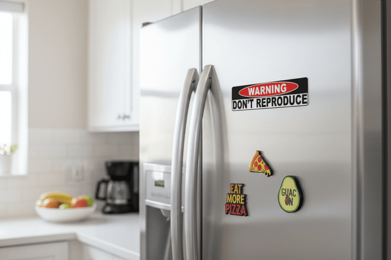 Sticker on fridge