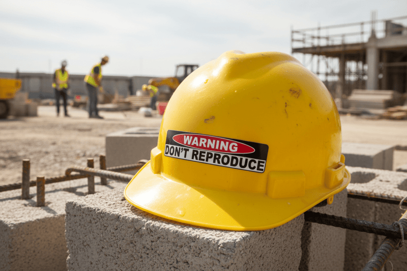 Sticker on hard hat