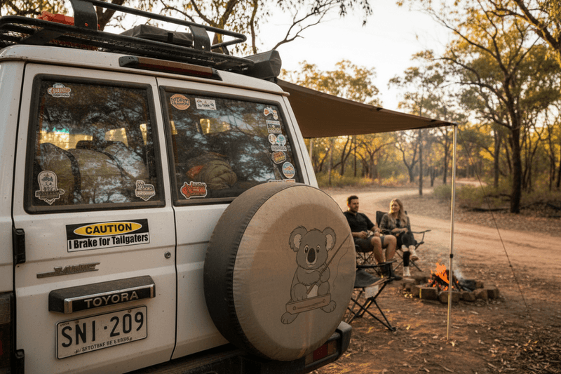 Sticker on rear window campsite