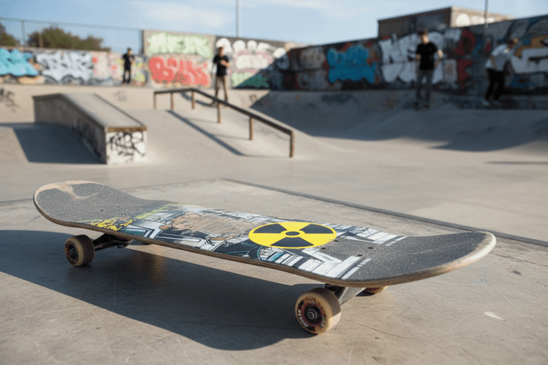 Sticker on skateboard