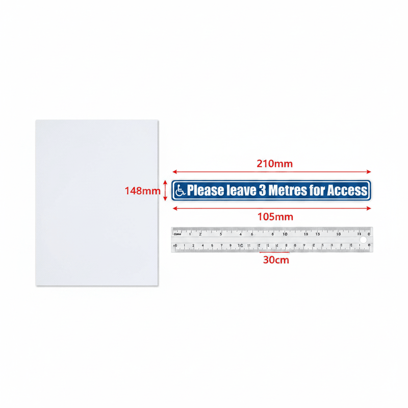 Sticker size comparison A5 with ruler
