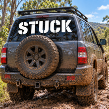 Load image into Gallery viewer, Stuck name on car Sticker in Stencil font
