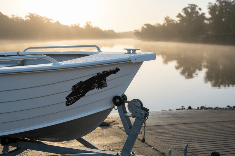 Tinnie Boat Ramp flatheat decal silhouette