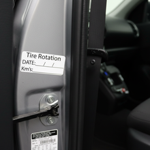 Load image into Gallery viewer, Tire rotation on door jamb
