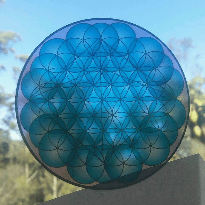 Trippy 3D pyramid clear vinyl sticker detail