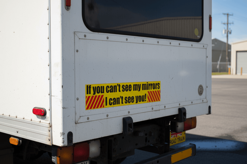 Truck mirror on delivery vehicle