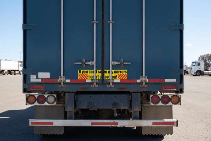 Truck mirror on truck rear