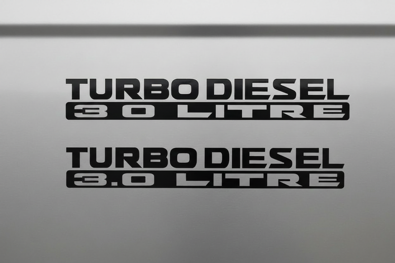 Two black Turbo Diesel 3.0 Litre stickers stacked