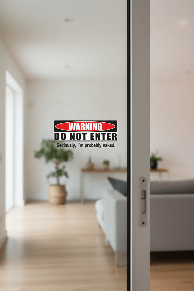 warning do not enter decal On glass sliding door