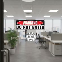 Load image into Gallery viewer, warning do not enter decal On office door glass
