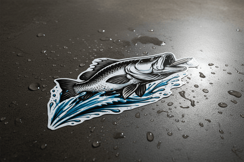 Wet concrete flat lay barramundi sticker