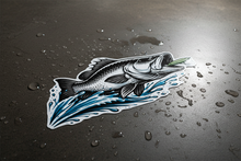 Load image into Gallery viewer, Wet concrete flat lay barramundi sticker
