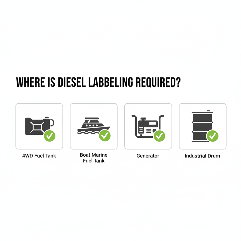 Where diesel labelling is required 4WD boat generator drum