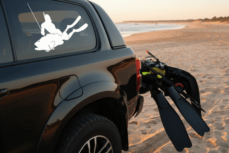 White Cod Fish Sticker on Black 4x4