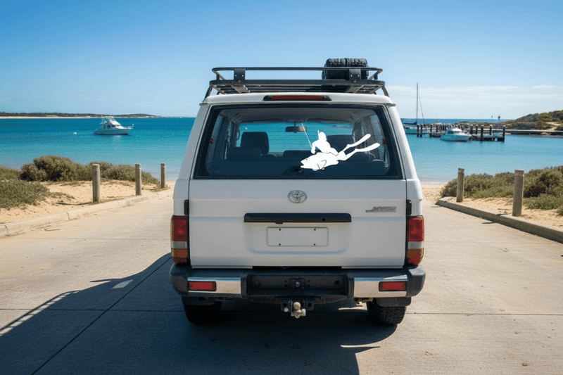 White Cod Fish Sticker on LandCruiser