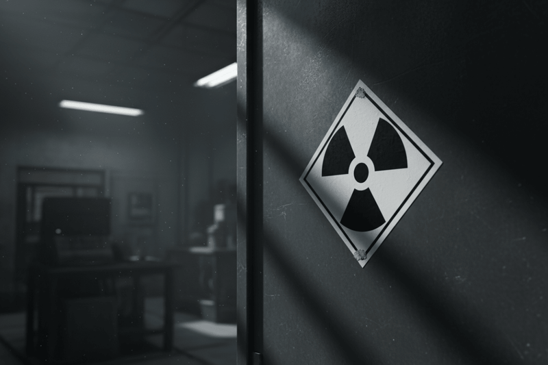 White Radioactive on Lab Door