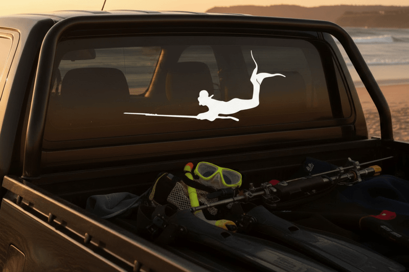 White Spearo Sticker on Black 4x4