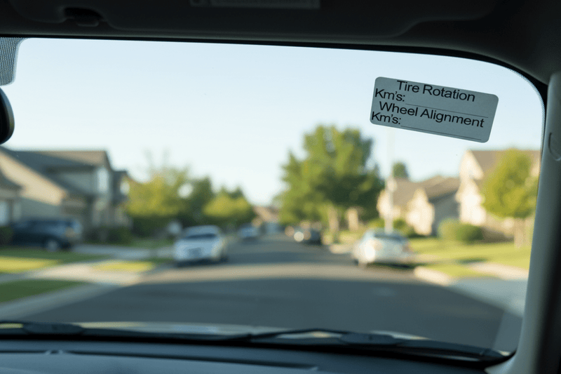 Wide windscreen view Tire Rotation & Wheel Alignment Stickers