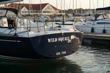 Load image into Gallery viewer, Wild Squall - navy racing yacht white stencil
