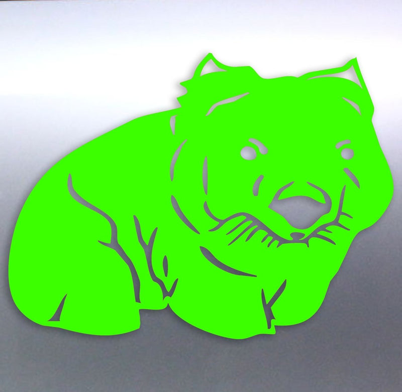 Neon green Wombat silhouette on a gray background