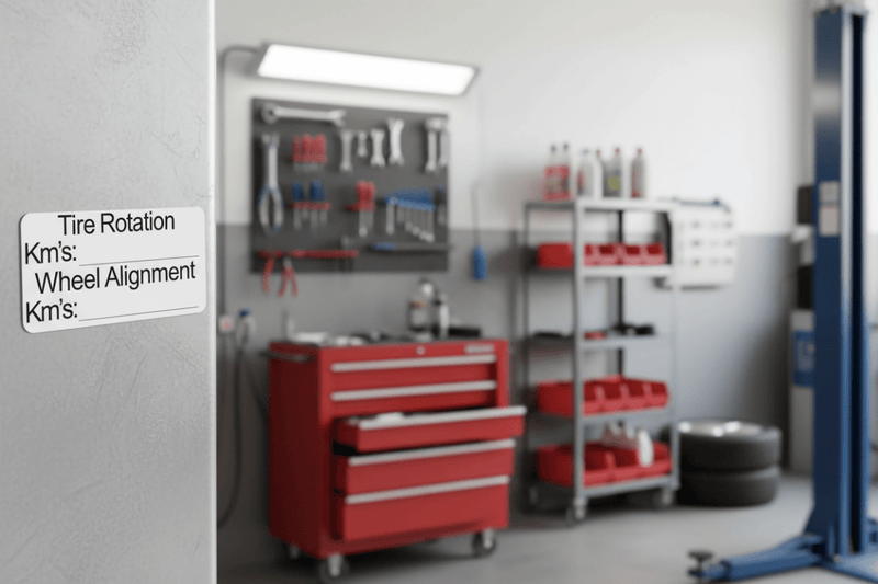 Workshop Setting Tire Rotation & Wheel Alignment Stickers